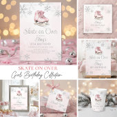 Ice Skating Winter Birthday Party Silver Glitter Kaart