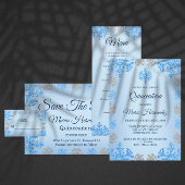 Quinceañera IJsblauw Zilver Winter Sneeuwvlok Menu