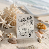 Hand-drawn whimsical line art wedding style kaart