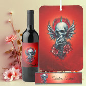 Indrukwekkende, realistische schedel met vleugels wijnglas zonder voet