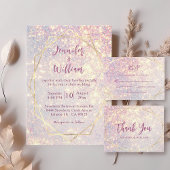 Elegante Paarse Glitter Sparkle Bruiloft Menu