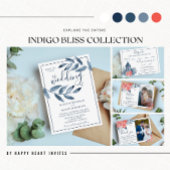 Indigo Bliss Floral Branches Stems Wedding Bedankkaart
