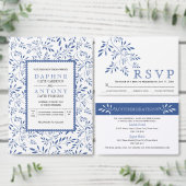 Indigo blue vertrekt patroon moderne bloembruiloft papieren bordje (Personaliseer de collectie van deze zelfstandige maker.)