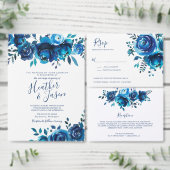 Indigo Mood Floral Wedding Ronde Sticker (Personaliseer de collectie van deze zelfstandige maker.)