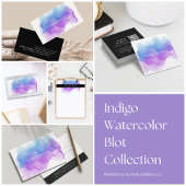 Modern Indigo Waterverf Blot Ronde Sticker