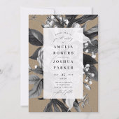 Industriële rustieke chique bloemenbruiloft kraft kaart