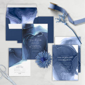 Ink Flow Wedding Save the Date Blue ID762