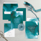 Ink Flow Wedding Details Blauwgroen ID762 Enclosur Informatiekaartje