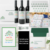 Gepersonaliseerd kleurrijke vrolijke kerst & boom feestdagenkaart