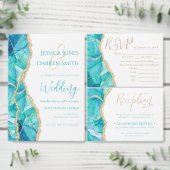 Elegant White Blue Glitter Wedding Menu RSVP (Personaliseer de collectie van deze zelfstandige maker.)
