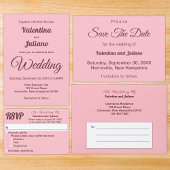 Typography Pink Wedding Accommodation Portrait Informatiekaartje