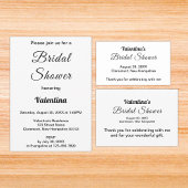 Black and White Typography Bridal Shower Bedankkaart