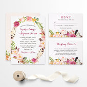Waterverf Boho Floral Spring Engagement Party Kaart