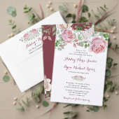 Bourgondië roze roos foto bruiloft dank u briefkaart (Personaliseer deze collectie van deze onafhankelijke maker. Test)