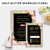 Bachelorette Party Shiny Gold Sparkles Floral Kaart