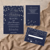 FAUX Glitter confetti navy and Silver bruiloft Ronde Sticker (Personaliseer de collectie van deze zelfstandige maker.)