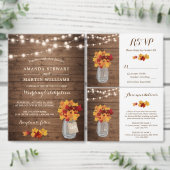 Rustic Autumn leves String Lights Wedding Program Programmakaart (Personaliseer de collectie van deze zelfstandige maker.)