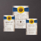 Graduation Party Rustic Barn Wood Sunflower Ribbon Kaart (Personaliseer de collectie van deze zelfstandige maker.)