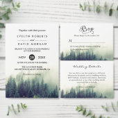 Pine Tree Forest Winter Weddenschap-diner Kaart (Personaliseer de collectie van deze zelfstandige maker.)