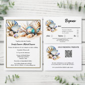 Nautisch strand zee schelp iriserende gouden schel uitnodigingen wikkel (Personaliseer de collectie van deze zelfstandige maker.)