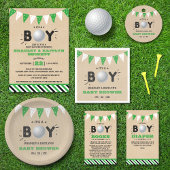 Het is een jongen! Golf Co-ed Baby shower Luier Ra Informatiekaartje