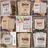 Het is een jongen! Rustic Play Lumberjack Baby sho Papieren Bordje
