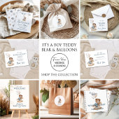 Het is een jongen met Teddy Bear & Balloons Baby s Kaart