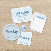 Het is een Boy Gingham Baby shower Ronde Button 7,6 Cm
