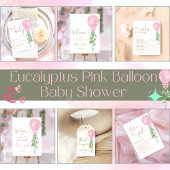 Het is een Meisje Roze Eucalyptus Ballon Save the  Kaart