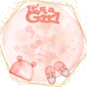 Het is een meisje in roze koraal en goud Baby show Kaart