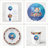 Het is een jongensblauwe ballon cavia baby shower papieren bekers