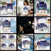 It Takes a Village: Blue Winter Magic Bingo Card Kaart