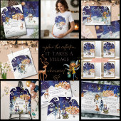 Whimsical Winter Village Happy New Year Greeting  Feestdagen Kaart