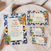 Blue Tegel Cutie Sinaasappel Citrus Baby shower Ga Informatiekaartje