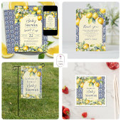 Italiaans blauw tegels waterverf citroen baby welk poster