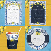 Blauw Italiaans Tegel Geel Citroen Vrijgezellenfee Papieren Bekers