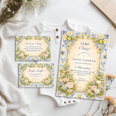 Italian Lemon Floral Frame Baby Shower Kaart