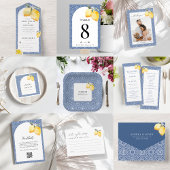 Blauwe mediterrane Tegel Lemon Simple Vrijgezellen Kaart