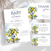 Amalfi Italiaans blauw vaas citroen baby shower gu Cadeaulabel