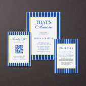 Modern Italian Vintage Script Blue Wedding Uitnodigingen Wikkel (Personaliseer de collectie van deze zelfstandige maker.)