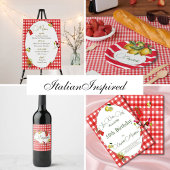 50e Italiaanse citroen botanisch rood wit patroon Wijn Etiket