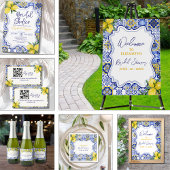 Italian watercolor tiles with lemon Bridal Shower Kaart
