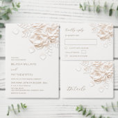 3D papieren gesneden beige ivoor rozen menu (Personaliseer de collectie van deze zelfstandige maker.)