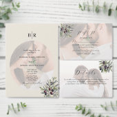 Ivory Olive Photo Wedding Thank You Ronde Sticker (Personaliseer de collectie van deze zelfstandige maker.)