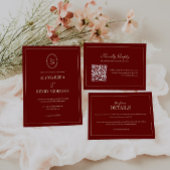 Classic Wine Red Monogram Wedding Thanks Wijn Etiket