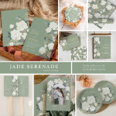 Sage Green Ivory Chinoiserie Floral Save the Date Kaart