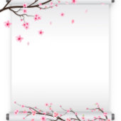Japanners met scrollCherry Blossom Wedding All In One Uitnodiging