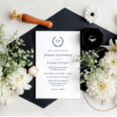 Elegante Script Monogram Kam Krans Trouwen Kaart