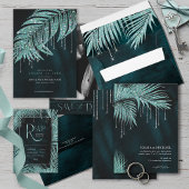 Jewel Palm Leaf Wedding Blauwgroen ID830