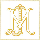 JM of MJ Monogram  antiek sticker in goud